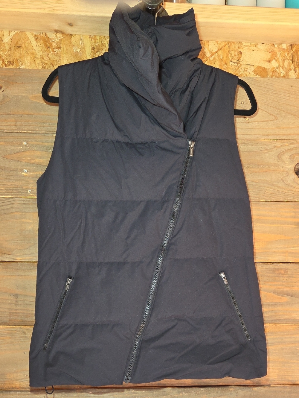 Lucy Black Asymmetrical Down Puffer Vest